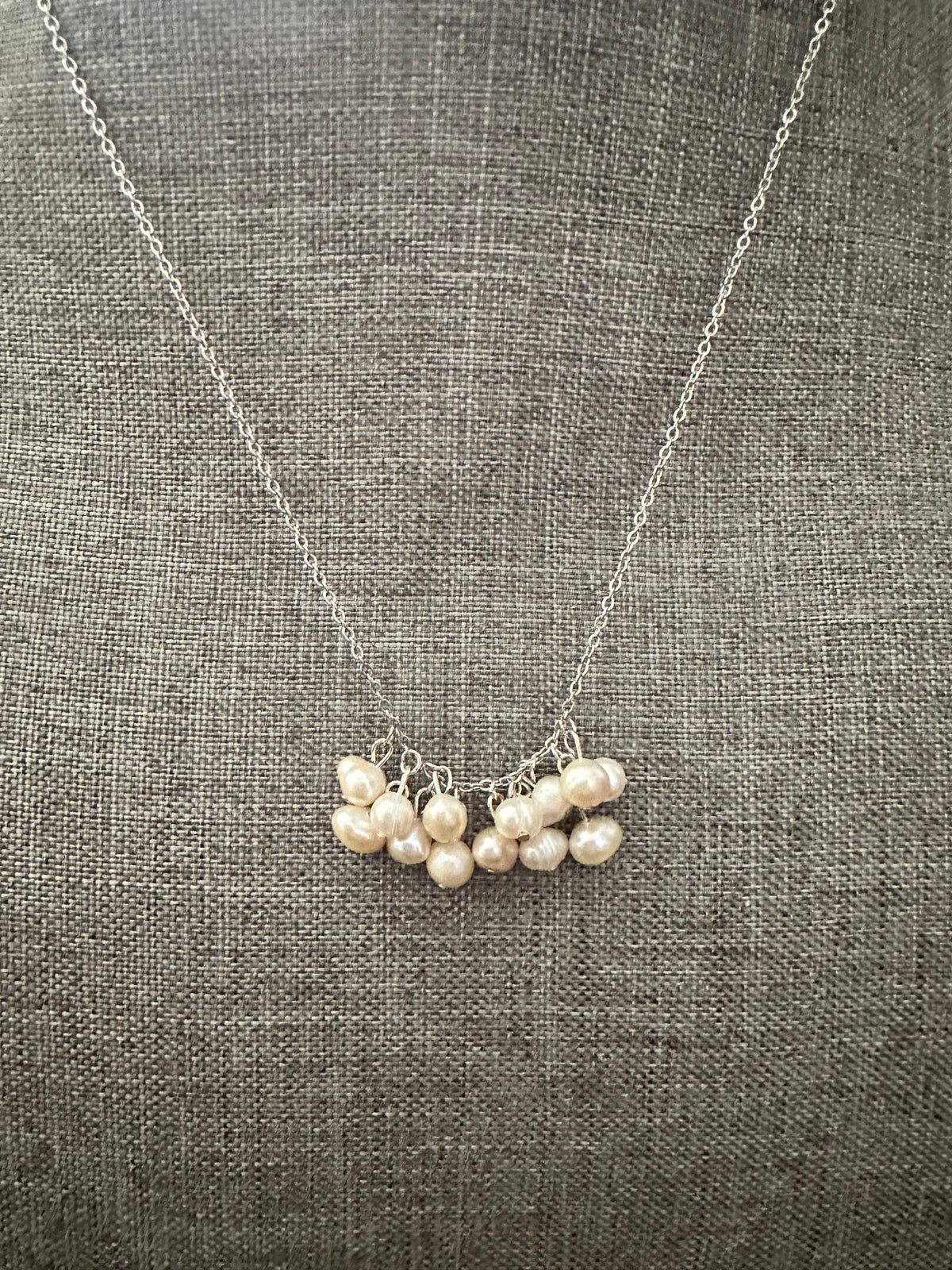 Pearl Rainfall Necklace — Stainless Steel, Handmade with Real Shucked Pearls