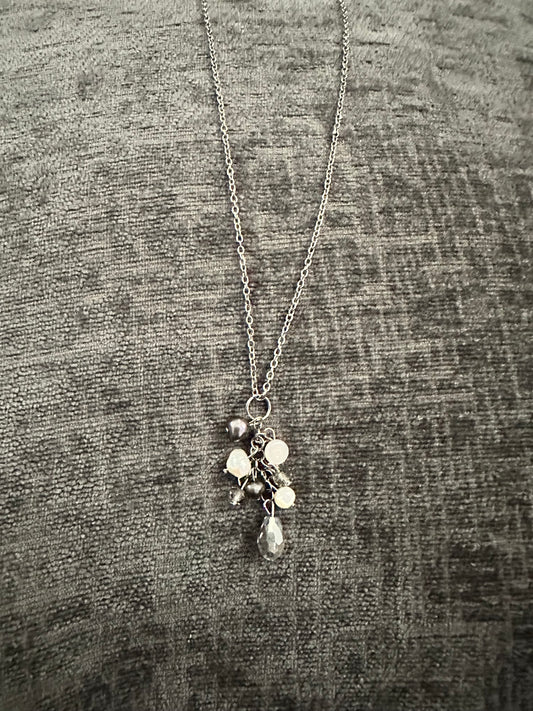 Midnight Pearl Cluster Necklace