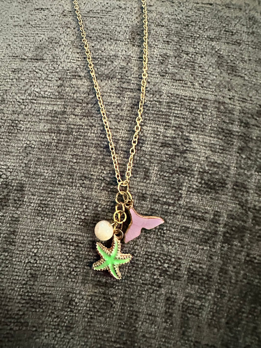 Mermaid Pearl Charm Necklace