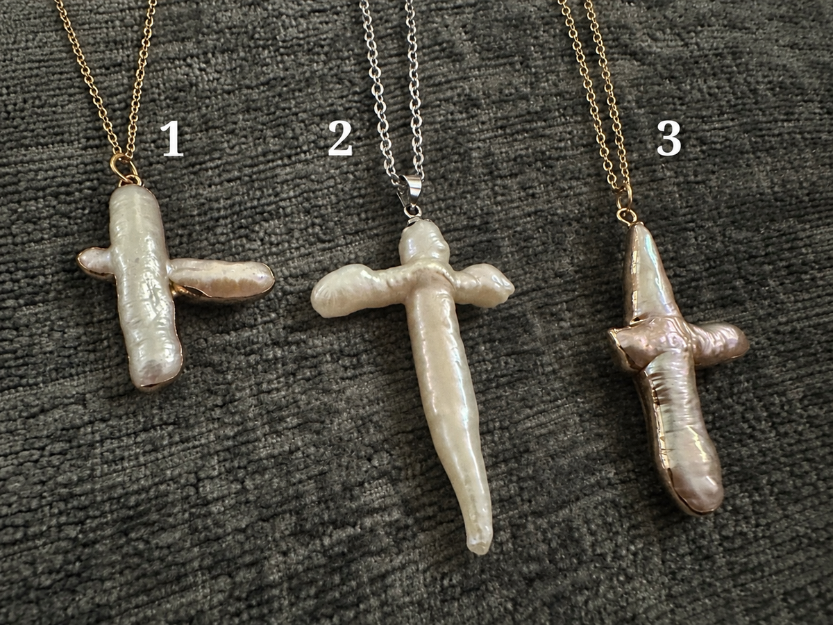 One-of-a-Kind Freshwater Pearl Cross Necklace