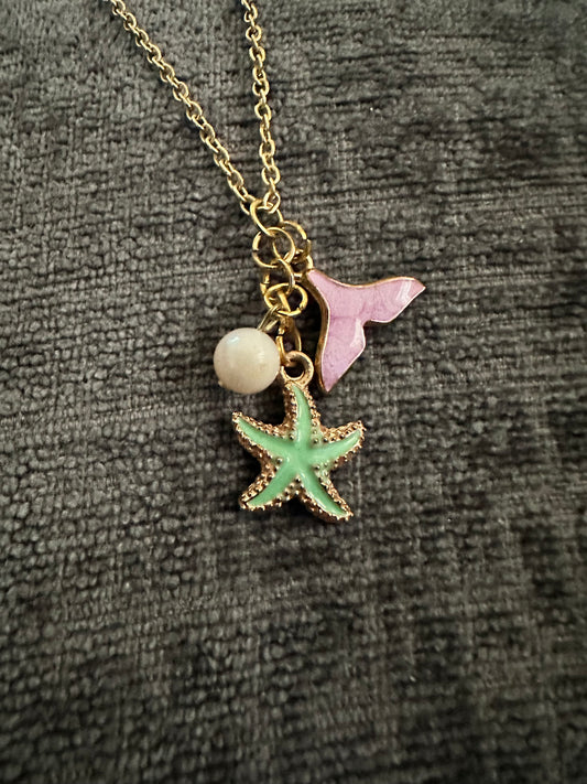 Mermaid Pearl Charm Necklace