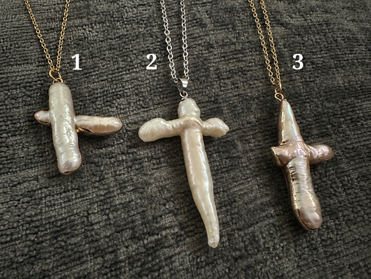 One-of-a-Kind Freshwater Pearl Cross Necklace